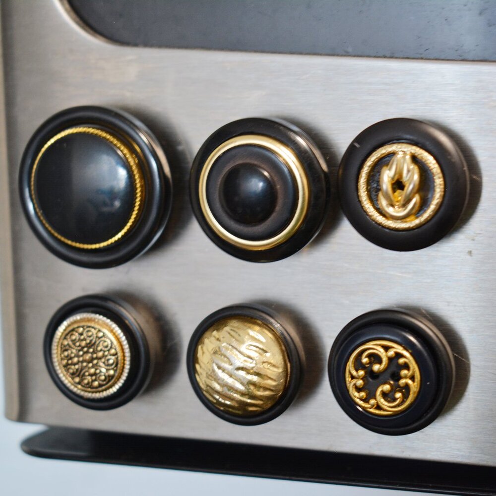 Black and Gold Button Magnet Set